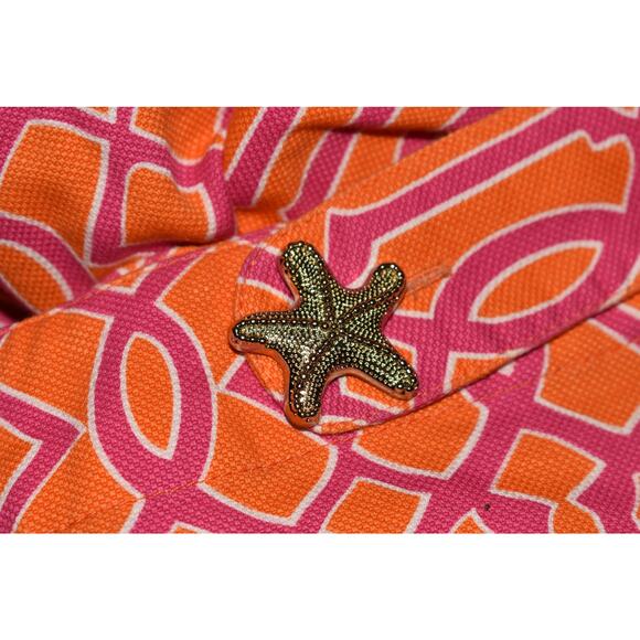 MUD‎ PIE $59 Star Fish Lattice Print Hi-Rise Shorts Scallop Hem Pink Orange XS - Picture 3 of 4